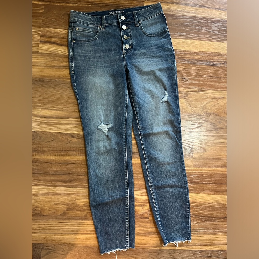 Women's Distressed Blue Jeans